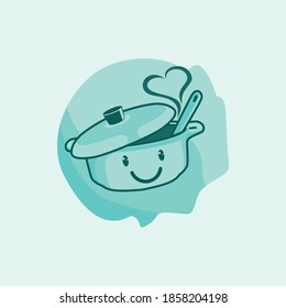 cute cartoon pot in soft colors