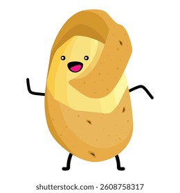 Cute cartoon potato character isolated on white background. Vector illustration