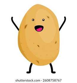 Cute cartoon potato character isolated on white background. Vector illustration