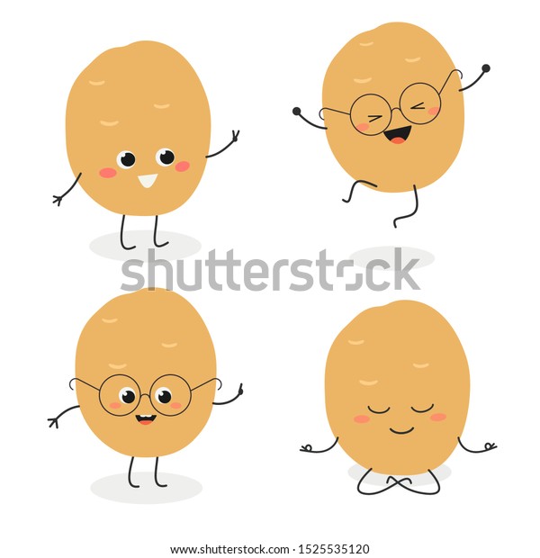 Cute Cartoon Potato Characters Set Flat Stock Vector Royalty Free 1525535120 Shutterstock 3360