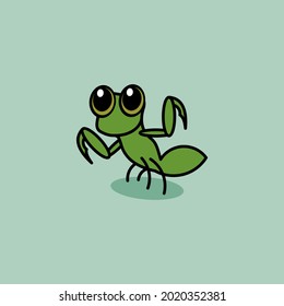 cute cartoon praying mantis vector illustration for children's book or mascot logo