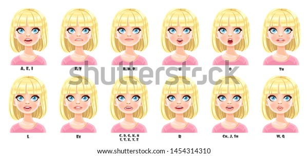 Cute Cartoon Pretty Blond Girl Short Stock Vector Royalty Free