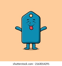 Cute cartoon price tag character with flashy expression in cute style