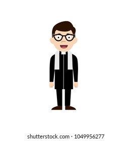 cute cartoon priest character flat illustration 