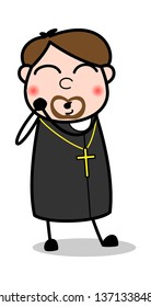 Cute - Cartoon Priest Religious Vector Illustration