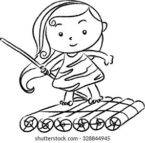 a cute cartoon primitive