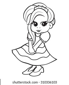 Cute Cartoon Princess Little Girl Coloring Stock Vector (Royalty Free)  310336103 | Shutterstock