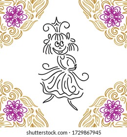 Hermosa princesa de dibujos animados. Ilustración del vector