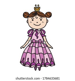 Cute cartoon princess. Vector illustration