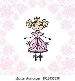 Cute cartoon princess. Vector illustration