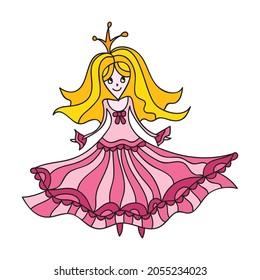 Hermosa princesa de dibujos animados. Ilustración del vector