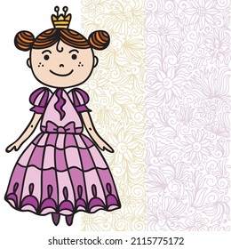 Cute cartoon princess. Vector illustration