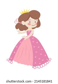 Cute Cartoon Princess. Vector illustration