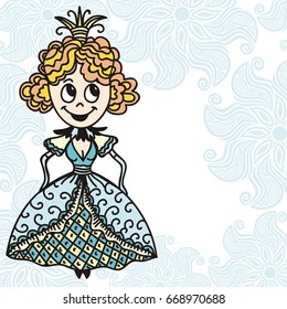 Cute cartoon princess. Vector illustration.