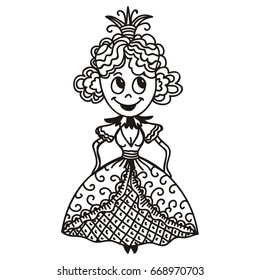Cute cartoon princess. Vector illustration.
