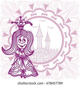 Cute cartoon princess. Vector illustration.