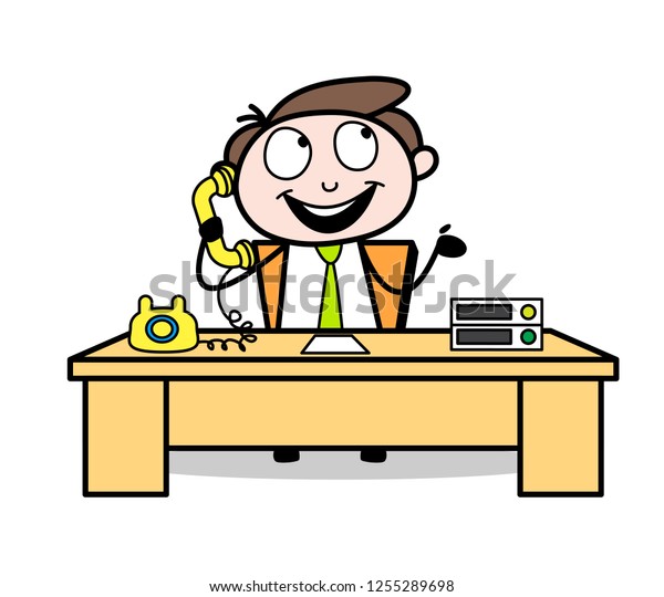 Cute Cartoon Professional Businessman Talking Over Stock Vector ...