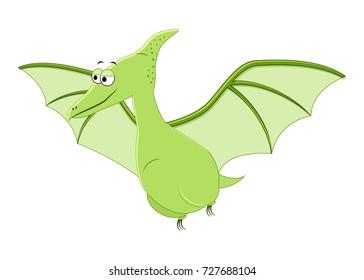 Cute cartoon pterodactyl. Vector illustration of dinosaur isolated on white background.