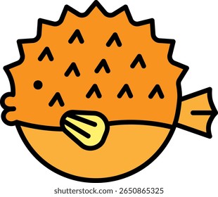 Cute Cartoon Puffer Fish Illustration