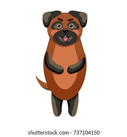 Cute cartoon pug dog standing on hind legs. The concept of the character. Symbol of the Chinese New Year 2018