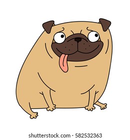 cute cartoon pug. funny dog. vector illustration