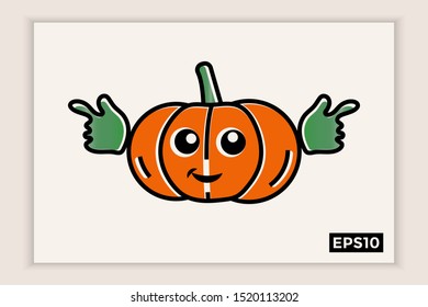 Cute cartoon pumpkin icon, can be used for the world vegan day logo