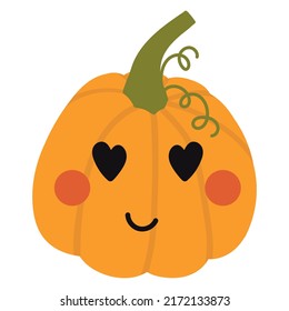 Cute cartoon pumpkin. Vector image of a pumpkin with a face. Halloween decor.