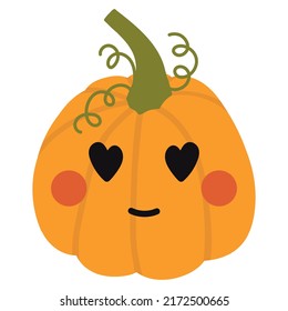 Cute cartoon pumpkin. Vector image of a pumpkin with a face. Halloween decor.