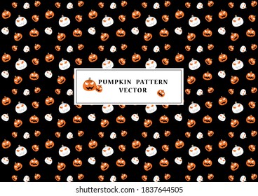 cute cartoon of pumpkin vectors banner, Halloween pattern isolated on dark background

