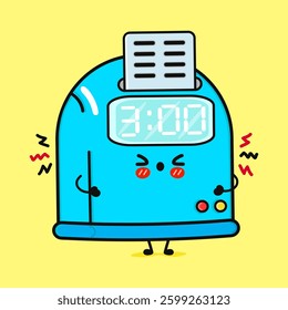 Cute Cartoon Punch Clock. Kawaii Time Clock Character Illustration.
