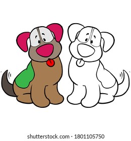 Cute cartoon puppies dog coloring pages