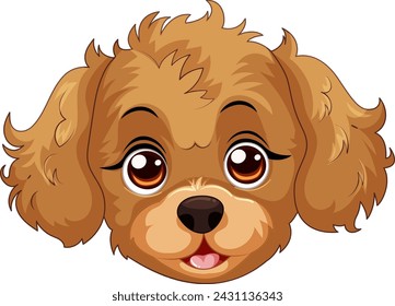 Cute cartoon puppy with big brown eyes