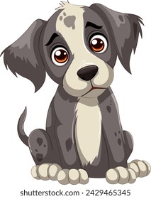 Cute cartoon puppy with big, expressive eyes