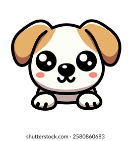 Cute Cartoon Puppy Character with Big Eyes Clip Art Illustration