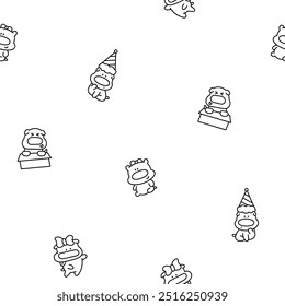 Cute cartoon puppy characters. Seamless pattern. Coloring Page. Adorable dog with different emotions. Hand drawn style. Vector drawing. Design ornaments.