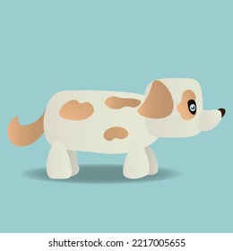 Cute cartoon puppy dog. Colorful vector illustration isolated on white background.