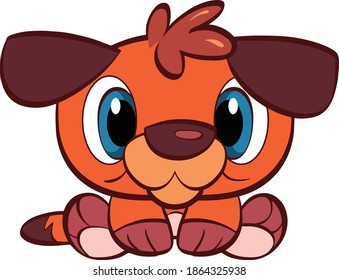 Cute  cartoon puppy dog mascot - vector illustration