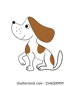 Cute cartoon puppy dog on white background isolated. Vector illustration.