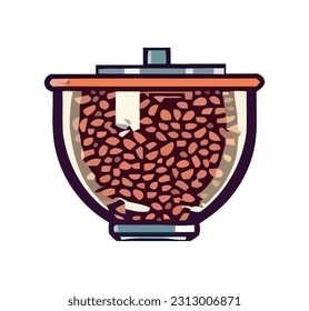 Cute cartoon puppy drinks cappuccino from mug icon isolated