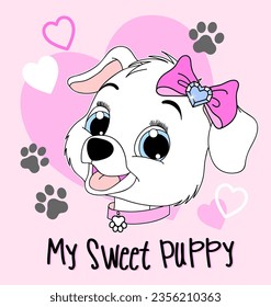 cute cartoon puppy graphic with slogan