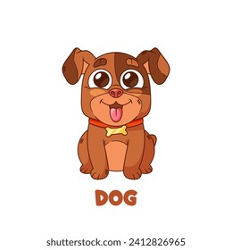 Cute Cartoon Puppy Pet, liebevoller, animierter Hundebegleiter mit steifen Augen, spielerischer Nachfrage, Vektorgrafik