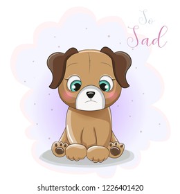cute cartoon puppy so sad