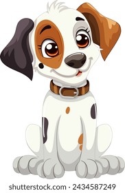 Cute cartoon puppy sitting with a happy expression