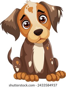 Cute cartoon puppy sitting with a playful look