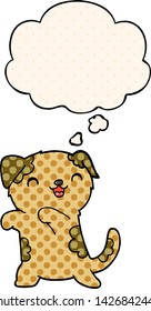 cute cartoon puppy with thought bubble in comic book style