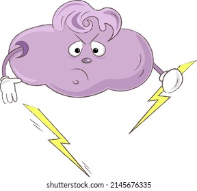 tira caricatura nube morada con rayo