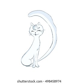 Cute cartoon pussycat. Vector editable image. 