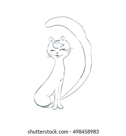 Cute cartoon pussycat. Vector editable image. 