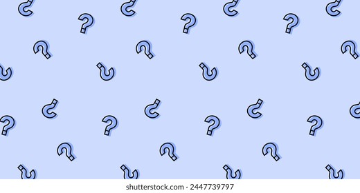 Cute cartoon question marks on blue background. Question mark pattern abstract vector background.	