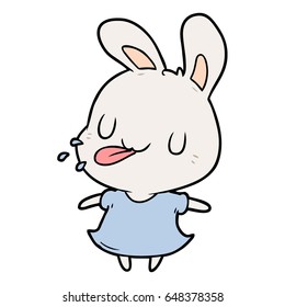 cute cartoon rabbit blowing raspberry